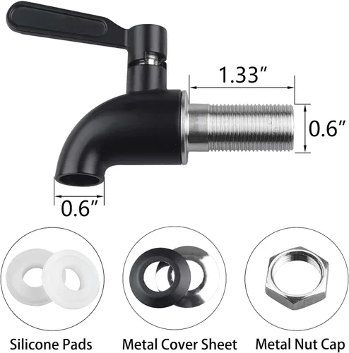Miniatura 3 de Espita de acero inoxidable moderna negra dispensador de bebidas Spigot Food Grade Metal Spot para dispensador de bebidas por MUGLIO