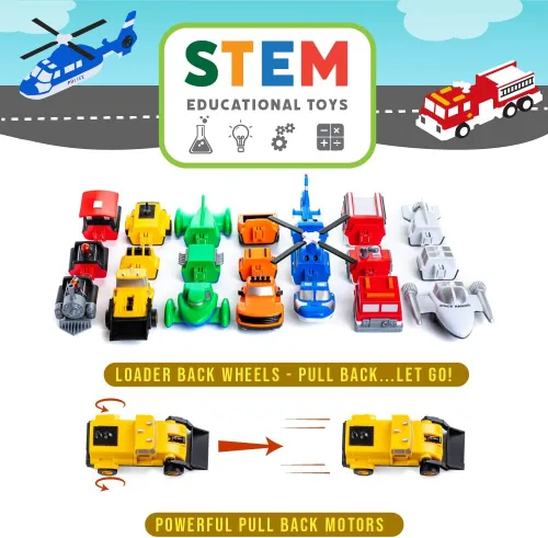 Miniatura 6 de POPULAR PLAYTHINGS Vehículos magnéticos para niños pequeños de 1 a 3 años, mezcla o combina juguetes de coche, regalo de 21 piezas para niños
