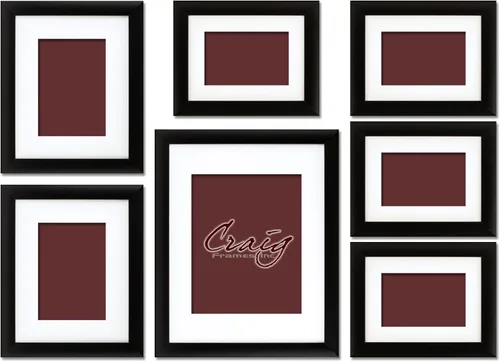 Miniatura 16 de Craig Frames, juego de 7 portarretratos de madera compuesta para colgar en pared. Portaretratos con fondo blanco