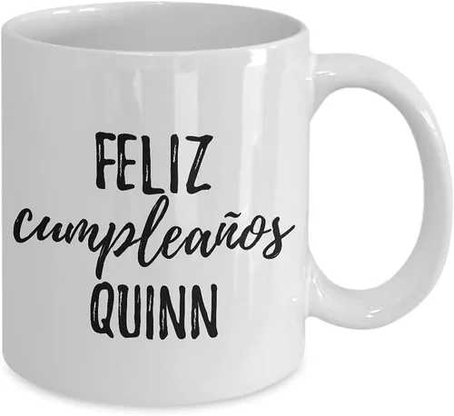 Miniatura 2 de Feliz Cumpleanos Quinn Mug Spanish Happy Birthday Personalized Name Gift Coffee Tea Cup 11 oz