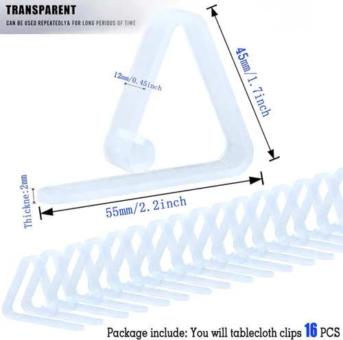Miniatura 6 de 16 piezas de clips de mantel de plástico transparente, clips de mantel transparentes, clips de plástico para sujetar manteles, soporte para manteles