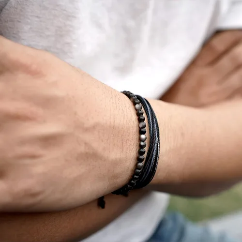 Miniatura 5 de Mezcla Vida Pulseras de cuentas de piedra natural para hombres y mujeres, unisex, ajustables, impermeables, juego de pulseras de cuerda para el día