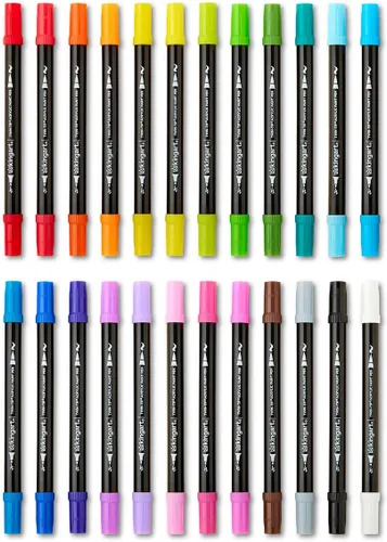 Miniatura 7 de KINGART Marcadores de pintura acrílica, 24 bolígrafos de doble punta de secado rápido para rocas, telas, madera, vidrio y manualidades. Ideal
