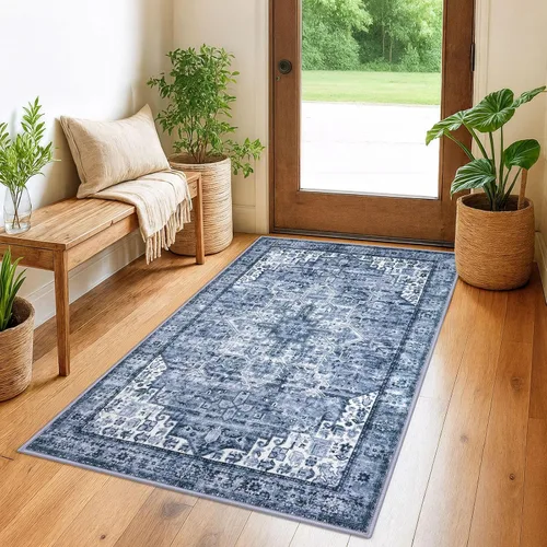 Miniatura 60 de SIILOOM Alfombra lavable de 2 x 3 pies, alfombra suave color taupe ceniza para entrada, tapete antideslizante para puerta de interior, tapete