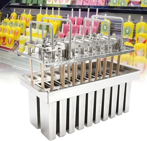 Miniatura 10 de Molde para paletas caseras, molde para paletas de hielo congelado, reutilizable, molde para paletas de helado con 20 tazas de molde, molde de acero