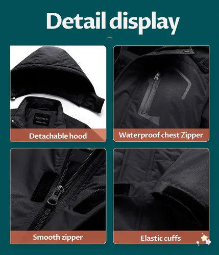 Miniatura 5 de CREATMO US Chaqueta de esquí impermeable para niño, abrigo de nieve cálido para invierno, resistente al viento, chaqueta de lluvia para snowboard