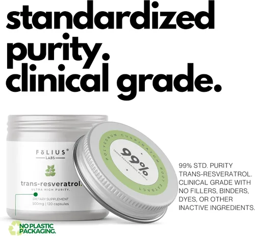 Miniatura 3 de FOLIUS LABS Cápsulas de resveratrol de ultra alta pureza - 99% Trans-Resveratrol - Extracto de Knotweed japonés - Apoya la inmunidad, apoya