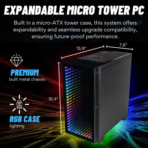 Miniatura 7 de Continuum Micro RTX 5080 16GB, CPU Intel Ultra 9 285K de 24 núcleos, memoria RAM DDR5 de 64 GB, SSD Gen4 NVMe de 2 TB, PC de escritorio