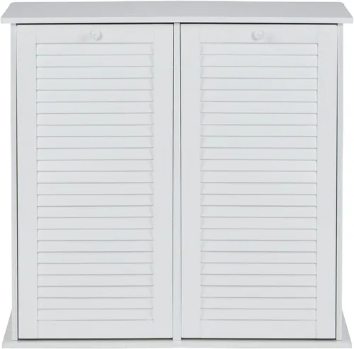 Miniatura 4 de Household Essentials Armario clasificador de ropa inclinable con frente de persiana, blanco, persiana de madera blanca Obturador de madera blanca