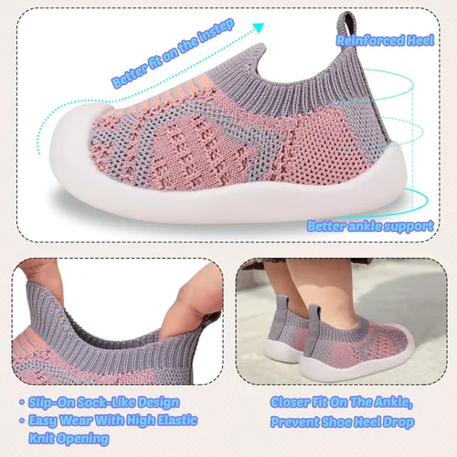 Miniatura 4 de Zapatos para caminar para bebés, primer andador para bebés, niñas pequeñas, antideslizantes, más seguros, suela suave, sin cordones, ancho ancho