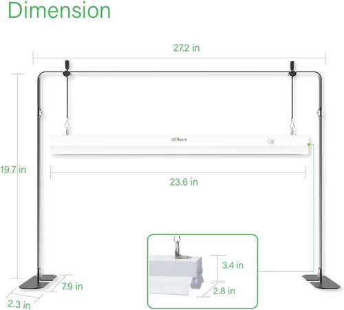 Miniatura 2 de Luz de cultivo de 2 pies para inicio de semillas, lámpara LED de cultivo para plantas de interior, luz de cultivo de plántulas con soporte, kit