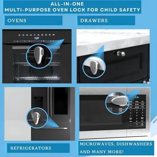 Miniatura 5 de BABY PROOF ME Cerradura de Seguridad para Horno Infantil, 1 Paquete, Cerradura de Puerta de Horno Seguridad Infantil, Horno a Prueba de Bebés, Blanco