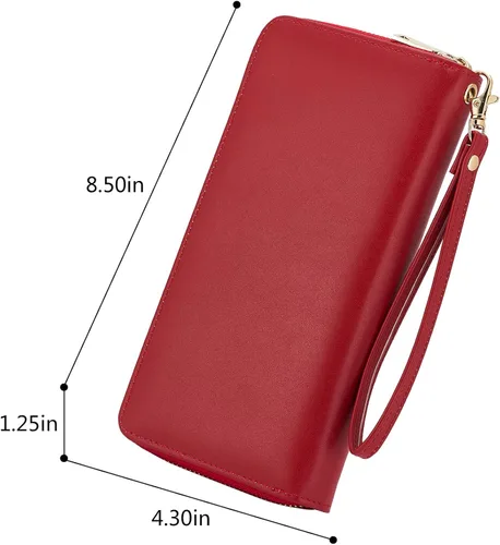 Miniatura 3 de WOZEAH - Cartera de piel sintética con cremallera y bloqueo RFID para mujer, ideal para viajar