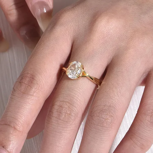 Miniatura 2 de Anillo de compromiso ovalado para mujer, corte hielo triturado de 2.5 quilates, anillo de compromiso de plata de ley 925 con circonita cúbica
