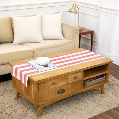 Miniatura 37 de Solino Home Camino de mesa de lino de 36 pulgadas, rayas cabaña, 100% lino puro, camino de mesa pequeño rojo y blanco, 14 x 36 pulgadas, ideal