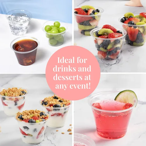 Miniatura 6 de Prestee Paquete de 200 vasos de plástico transparente de 9 onzas – Copas de vino de plástico desechables duraderas para fiestas, bodas y catering