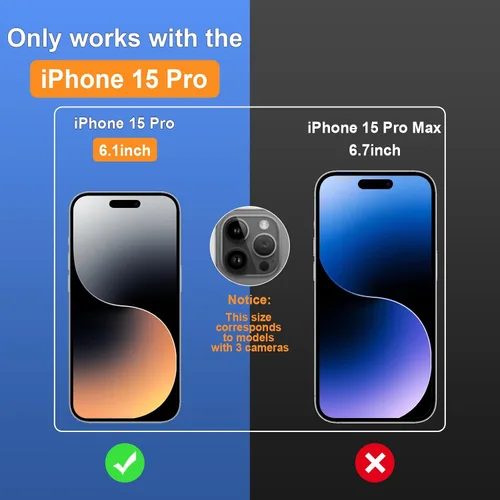 Miniatura 2 de Protector de pantalla de privacidad mate para iPhone 15 Pro de 6.1 pulgadas con protector de lente de cámara, cobertura completa, antirreflejos