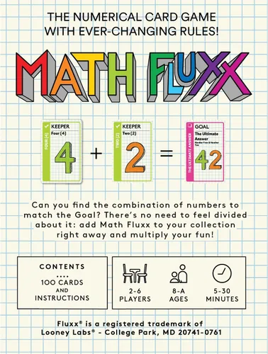 Miniatura 5 de Looney Labs Juego de cartas Math Fluxx - Aventura matemática para todas las edades