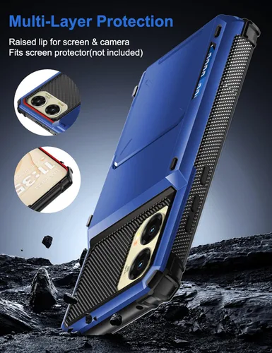 Miniatura 5 de COOYA Funda para Moto G Stylus 2024 con 5 ranuras para tarjetas de crédito, funda con tapa para G Stylus 2024, bolsillo trasero, doble capa, carcasa