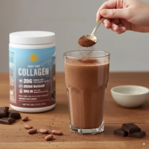 Miniatura 7 de Péptidos de chocolate en polvo, colágeno hidrolizado tipo 1 y 3 alimentado con pasto, promueve el cabello, la piel y las uñas (30 porciones)