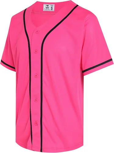 Miniatura 13 de Pullonsy Camiseta de béisbol en blanco para hombres y mujeres, camisas de manga corta con botones completos, hip hop, hipster, uniformes deportivos