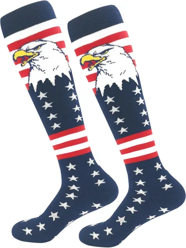 Calcetines altos hasta la rodilla con la bandera americana, patrióticos por encima de la pantorrilla, para béisbol, fútbol, sóftbol y fútbol