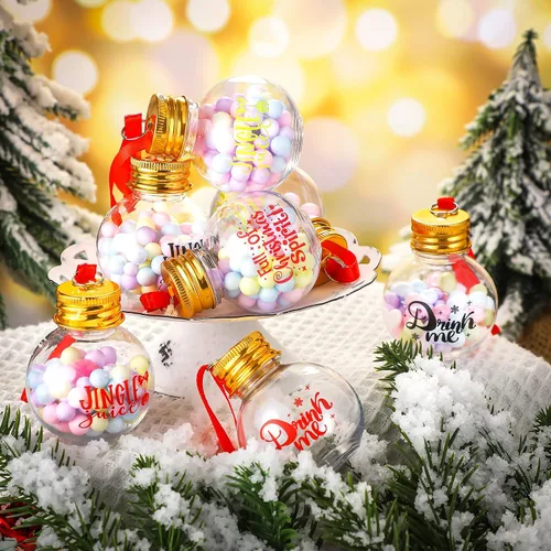 Miniatura 3 de Dingion 12 piezas de adornos de bola de alcohol de Navidad, adornos de árbol de Navidad, bolas de bebida de Navidad, bolas de bebida festivas