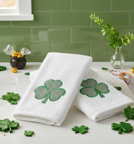 Miniatura 4 de Serafina Home Toallas de mano de baño irlandesas del día de San Patricio: suave y absorbente para invitados de cocina, bordado con apliques