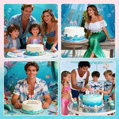 Miniatura 6 de AKURIEEY Vela de Sirena de 7º Cumpleaños Rosa Azul Números 7 Vela para Niñas Decoración de Pastel Decoraciones de Cupcakes Decoración de Fiesta