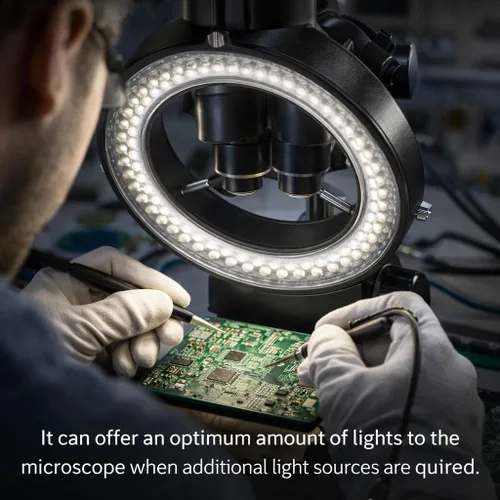 Miniatura 6 de Lámpara de anillo de cámara de microscopio 144 cuentas LED Fuente de luz Brillo Control variable ajustable Iluminación sin sombras
