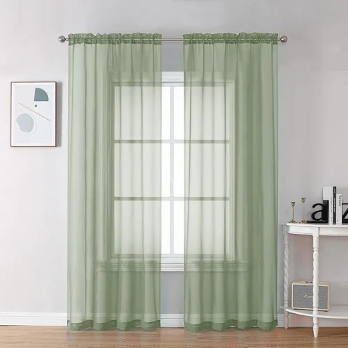 OVZME Cortinas traslúcidas, ligeras, suaves, para estudio, sala de estar y dormitorio, juego de 2 paneles, 42 pulgadas de ancho x 84 pulgadas de