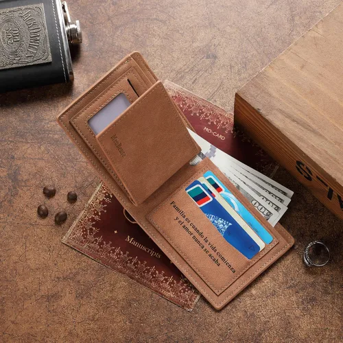 Miniatura 4 de Cartera personalizada con foto e iniciales de nombre para hombres, regalos personalizados para marido, novio, papá, hijo, familia, padrinos, amigo