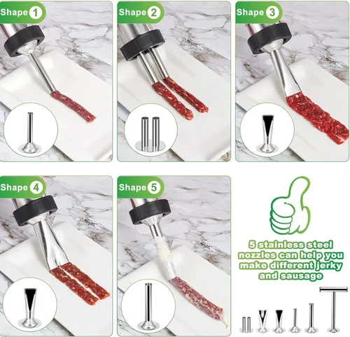 Miniatura 5 de Kits de pistola de cecina de gran capacidad, cañón de cecina, fabricante de cecina de acero inoxidable, tirador de cecina, pistola de carne, kit