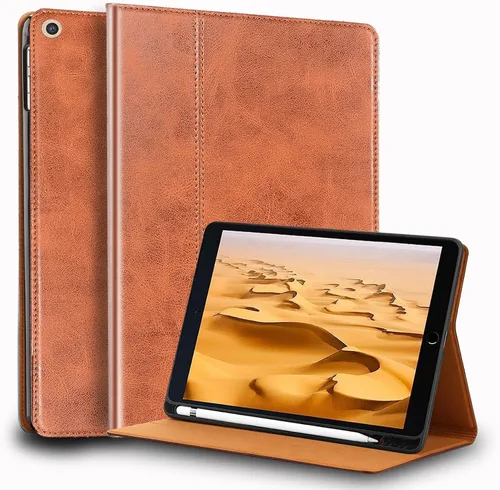 Miniatura 10 de Funda para iPad de 10.2 pulgadas, 9ª/8ª/7ª generación 2021/2020/2019, piel auténtica, función de encendido y apagado automático. Negro clásico