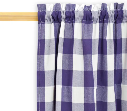 Miniatura 48 de Cenefas de cortina para ventana de 16 pulgadas de largo, 2 paneles de cuadros búfalo, cortinas pequeñas con bolsillo para barra, estilo clásico