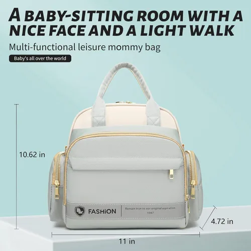 Miniatura 6 de Bolsa de pañales pequeña cruzada, mini bolsa de pañales con 10 bolsillos, bolsa de bebé de viaje para niños y niñas, 2 bolsillos aislados, azul