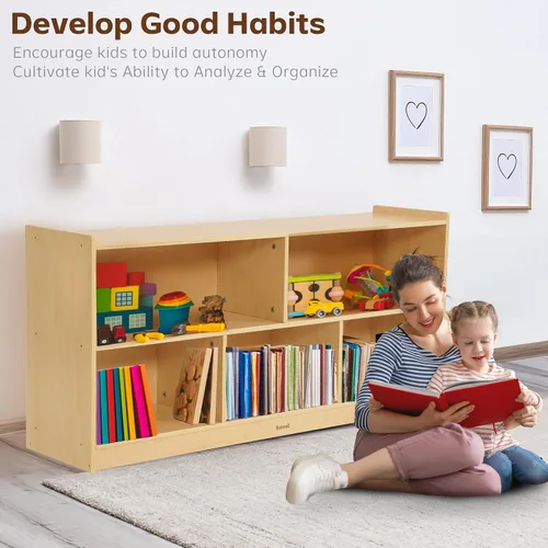 Miniatura 5 de Bateso Organizador de almacenamiento de juguetes para habitación de niños, estantería de madera para niños, para aula, organizador de almacenamiento