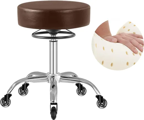 Miniatura 12 de Taburete rodante con ruedas, capacidad de peso de 400 libras, silla de pestañas resistente ajustable para tatuajes, laboratorio, masaje, spa, Negro