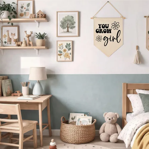 Miniatura 5 de Letrero decorativo de margaritas con texto en inglés "You Grow Girl", regalo para bebés, recién nacidos, niños y niñas, banderines para decoración