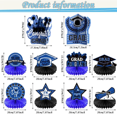 Miniatura 3 de Yisong 10 piezas de decoraciones de mesa de graduación azules 2026, centros de mesa de graduación para mesas, centros de mesa de graduación de clase