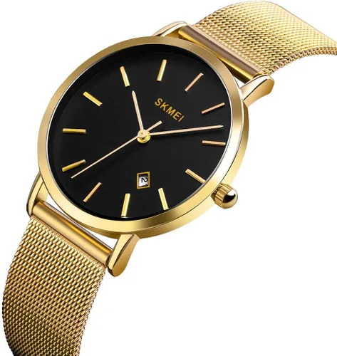 Miniatura 2 de SKMEI Womens Watches Slim Thin Luxury Dress Rose Gold Stainless Steel Mesh Watches Fashion Waterproof Ladies Black Wrist Watch with Date