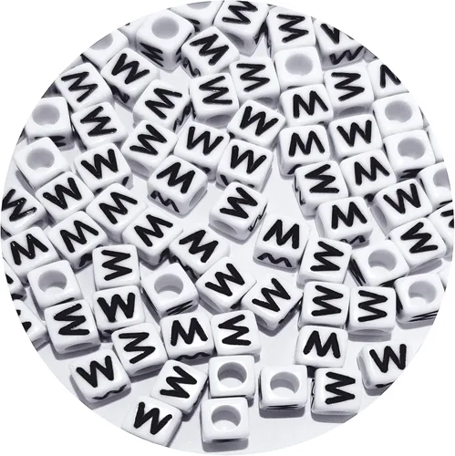 Miniatura 35 de Cuentas cuadradas de letras acrílicas de 0.236 x 0.236 pulgadas, cuentas A del alfabeto para pulseras, joyería, llavero DIY, 100