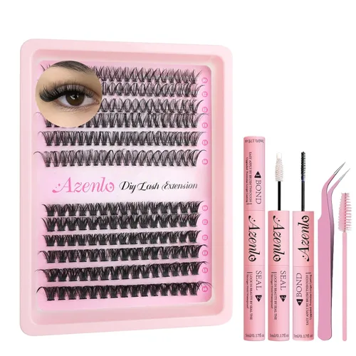 Miniatura 9 de Extensiones de pestañas Azenlo 40D+60D en racimo, 240 unidades, kit de pestañas individuales, 10-16 mm, kit de pestañas en banda delgada