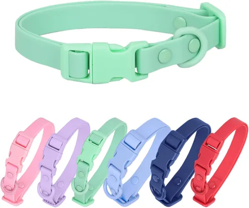 Miniatura 9 de Collar de perro impermeable de goma suave con hebilla de seguridad, collares ajustables para mascotas para perros pequeños, medianos y grandes L azul