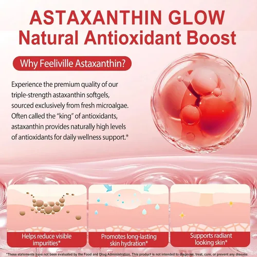 Miniatura 8 de Suplementos de astaxantina, antioxidante premium de 12 mg de astaxantina con actividad antioxidante, apoya los ojos, las articulaciones, el sistema