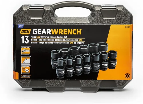Miniatura 9 de GEARWRENCH 84938N - Juego de conectores de impacto universal estándar de 1/2 pulgada, 6 puntos, 13 piezas, SAE