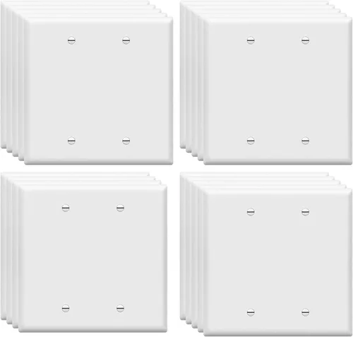 Miniatura 18 de ENERLITES - Cubierta de salida doble en blanco extra grande, placa de pared de dos bandas en blanco, tamaño grande, 2 bandas de 5.5 x 5.5 pulgadas