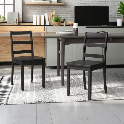 Miniatura 9 de ERGOMASTER Juego de 4 sillas de comedor de madera, sillas de cocina de madera sin brazos con respaldo, sillas laterales de restaurante para estudio