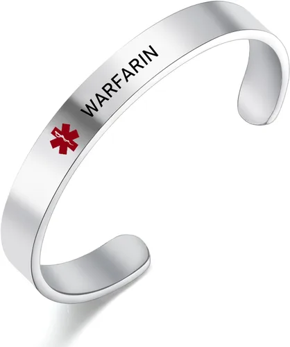 Miniatura 12 de LoEnMe Jewelry Pulseras de alerta médica personalizadas para hombres y mujeres, personalizable, grabado gratuito, acero inoxidable, pulsera