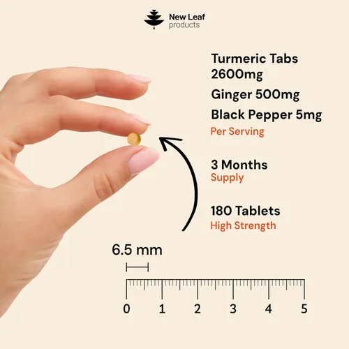 Miniatura 3 de Tabletas de Cúrcuma con Pimienta Negra y Jengibre - Curcumina - 180 Tabletas de Cúrcuma y Pimienta Negra (3 Meses) Suplementos de Cúrcuma Activa